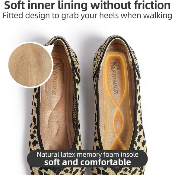 Women Pointed Toe Ballet Leopard 2 Flat Comfortable Casual Dressy Office Shoes - Picture 2 of 5